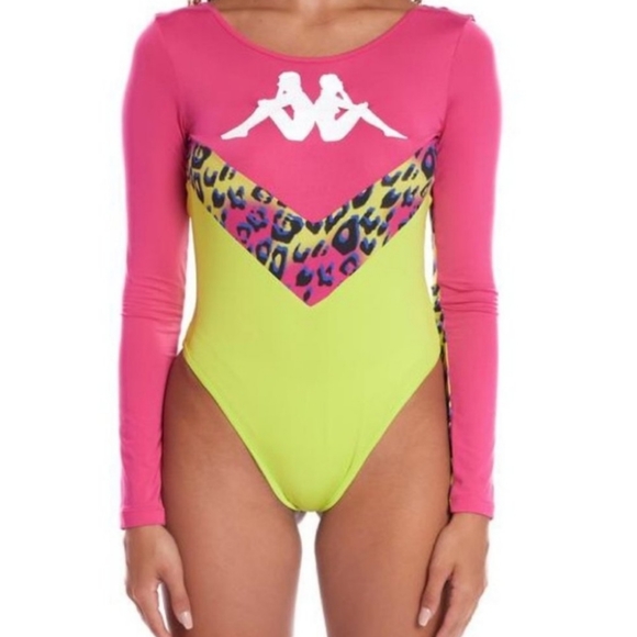 Kappa Tops - Kappa Cheetah Neon Green Bodysuit Diana graphic Lg